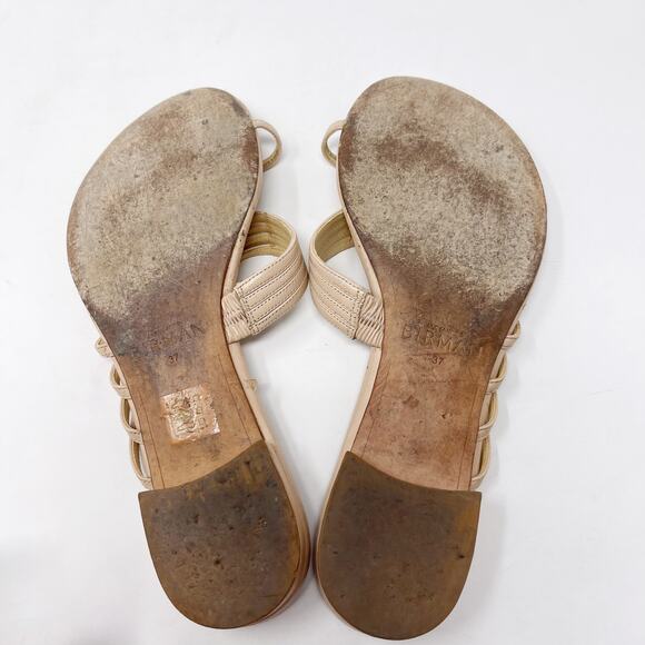 Alexandre Birman 37 Sand Cream Strappy Flat Toe Ring Sandals Leather Size 7 Nude - Picture 9 of 12